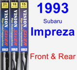 Front & Rear Wiper Blade Pack for 1993 Subaru Impreza - Vision Saver