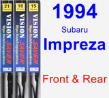 Front & Rear Wiper Blade Pack for 1994 Subaru Impreza - Vision Saver