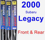 Front & Rear Wiper Blade Pack for 2000 Subaru Legacy - Vision Saver