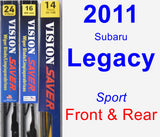 Front & Rear Wiper Blade Pack for 2011 Subaru Legacy - Vision Saver
