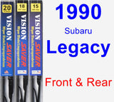 Front & Rear Wiper Blade Pack for 1990 Subaru Legacy - Vision Saver