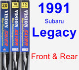 Front & Rear Wiper Blade Pack for 1991 Subaru Legacy - Vision Saver