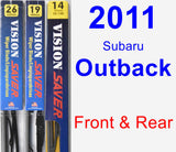 Front & Rear Wiper Blade Pack for 2011 Subaru Outback - Vision Saver