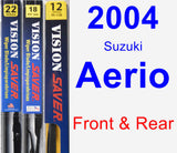 Front & Rear Wiper Blade Pack for 2004 Suzuki Aerio - Vision Saver