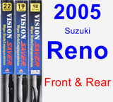 Front & Rear Wiper Blade Pack for 2005 Suzuki Reno - Vision Saver