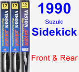 Front & Rear Wiper Blade Pack for 1990 Suzuki Sidekick - Vision Saver