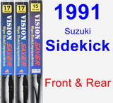 Front & Rear Wiper Blade Pack for 1991 Suzuki Sidekick - Vision Saver