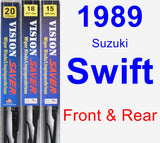 Front & Rear Wiper Blade Pack for 1989 Suzuki Swift - Vision Saver