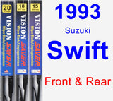 Front & Rear Wiper Blade Pack for 1993 Suzuki Swift - Vision Saver