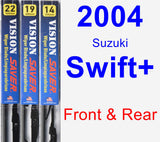 Front & Rear Wiper Blade Pack for 2004 Suzuki Swift+ - Vision Saver