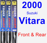 Front & Rear Wiper Blade Pack for 2000 Suzuki Vitara - Vision Saver