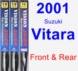 Front & Rear Wiper Blade Pack for 2001 Suzuki Vitara - Vision Saver