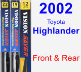 Front & Rear Wiper Blade Pack for 2002 Toyota Highlander - Vision Saver