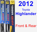 Front & Rear Wiper Blade Pack for 2012 Toyota Highlander - Vision Saver