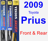 Front & Rear Wiper Blade Pack for 2009 Toyota Prius - Vision Saver