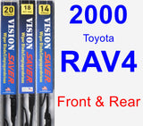 Front & Rear Wiper Blade Pack for 2000 Toyota RAV4 - Vision Saver