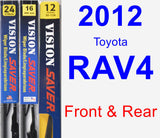 Front & Rear Wiper Blade Pack for 2012 Toyota RAV4 - Vision Saver