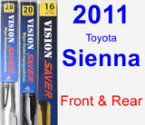 Front & Rear Wiper Blade Pack for 2011 Toyota Sienna - Vision Saver