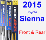 Front & Rear Wiper Blade Pack for 2015 Toyota Sienna - Vision Saver