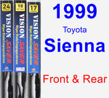 Front & Rear Wiper Blade Pack for 1999 Toyota Sienna - Vision Saver