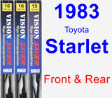 Front & Rear Wiper Blade Pack for 1983 Toyota Starlet - Vision Saver