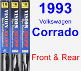 Front & Rear Wiper Blade Pack for 1993 Volkswagen Corrado - Vision Saver