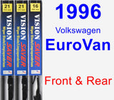 Front & Rear Wiper Blade Pack for 1996 Volkswagen EuroVan - Vision Saver