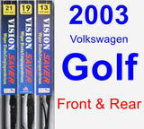 Front & Rear Wiper Blade Pack for 2003 Volkswagen Golf - Vision Saver