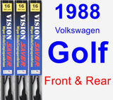 Front & Rear Wiper Blade Pack for 1988 Volkswagen Golf - Vision Saver