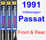 Front & Rear Wiper Blade Pack for 1991 Volkswagen Passat - Vision Saver