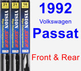 Front & Rear Wiper Blade Pack for 1992 Volkswagen Passat - Vision Saver