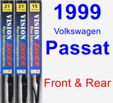 Front & Rear Wiper Blade Pack for 1999 Volkswagen Passat - Vision Saver