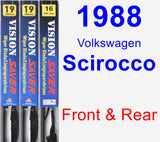 Front & Rear Wiper Blade Pack for 1988 Volkswagen Scirocco - Vision Saver