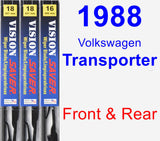 Front & Rear Wiper Blade Pack for 1988 Volkswagen Transporter - Vision Saver