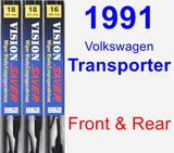 Front & Rear Wiper Blade Pack for 1991 Volkswagen Transporter - Vision Saver