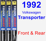 Front & Rear Wiper Blade Pack for 1992 Volkswagen Transporter - Vision Saver