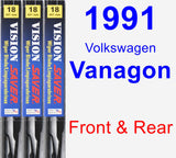 Front & Rear Wiper Blade Pack for 1991 Volkswagen Vanagon - Vision Saver