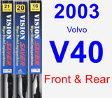 Front & Rear Wiper Blade Pack for 2003 Volvo V40 - Vision Saver