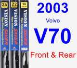 Front & Rear Wiper Blade Pack for 2003 Volvo V70 - Vision Saver