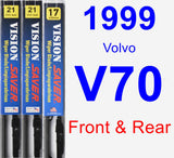 Front & Rear Wiper Blade Pack for 1999 Volvo V70 - Vision Saver