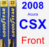 Front Wiper Blade Pack for 2008 Acura CSX - Premium