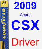 Driver Wiper Blade for 2009 Acura CSX - Premium