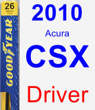 Driver Wiper Blade for 2010 Acura CSX - Premium