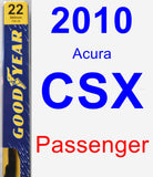 Passenger Wiper Blade for 2010 Acura CSX - Premium
