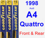 Front & Rear Wiper Blade Pack for 1998 Audi A4 Quattro - Premium