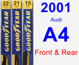 Front & Rear Wiper Blade Pack for 2001 Audi A4 - Premium