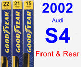 Front & Rear Wiper Blade Pack for 2002 Audi S4 - Premium
