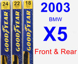Front & Rear Wiper Blade Pack for 2003 BMW X5 - Premium