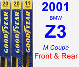 Front & Rear Wiper Blade Pack for 2001 BMW Z3 - Premium