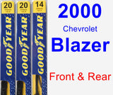 Front & Rear Wiper Blade Pack for 2000 Chevrolet Blazer - Premium